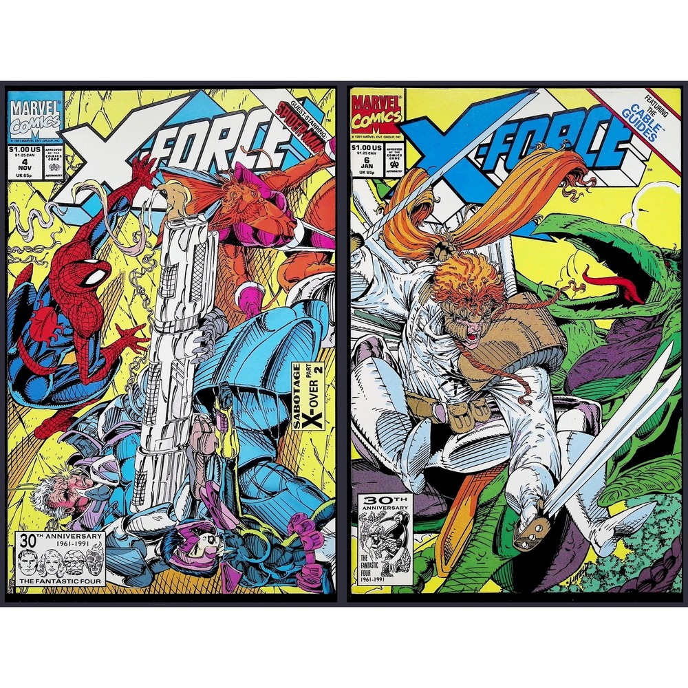 Marvel 2x Comic Lot X-Force #4 & 6 Spider-Man Shatterstar‎ Cable